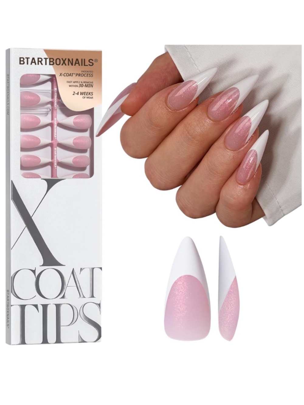 BTArtboxnails XCOATTIPS Glitter Stiletto Press On Nails